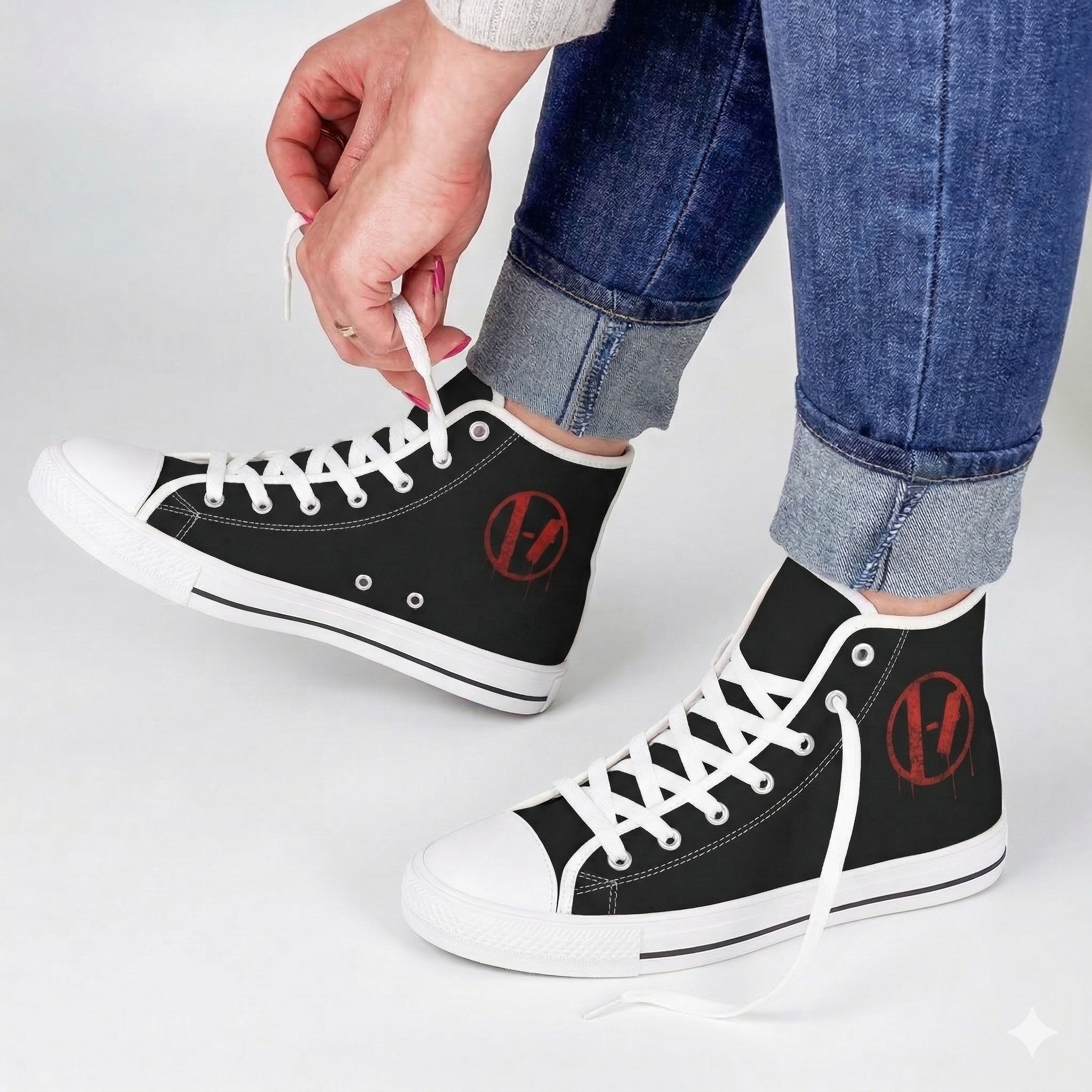 Twenty One Pilots Red Logo High Top Sneakers